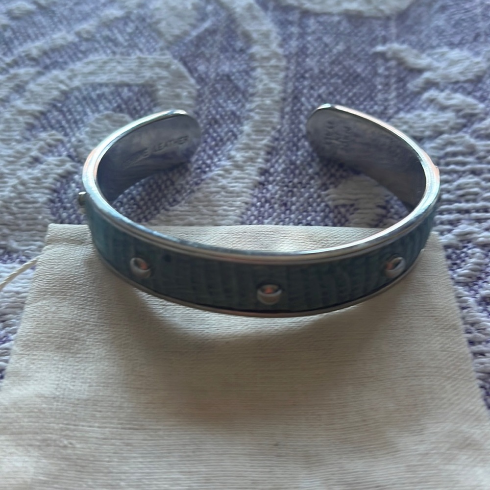Tods silver bracelet. Blue snake skin with silver studs